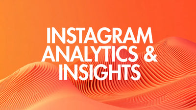 The image features an orange background with wave patterns and bold white text reading "Instagram Analytics & Insights."