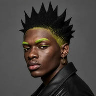 Example artist avatar: musician with green makeup and spiky hair in a studio portrait, illustrative campaign example on Artist Push